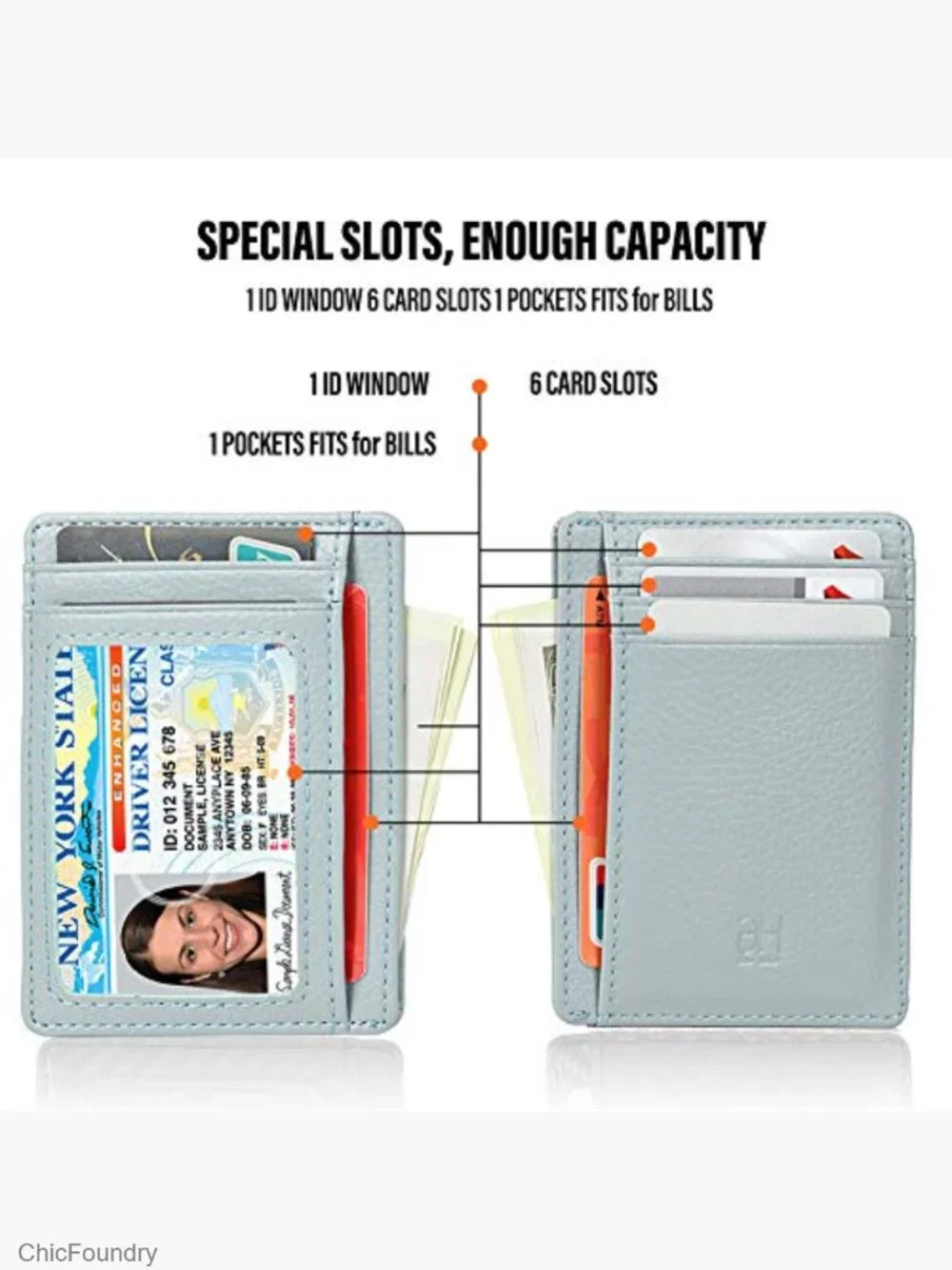 Slim RFID Blocking Leather Card Holder Wallet for Women